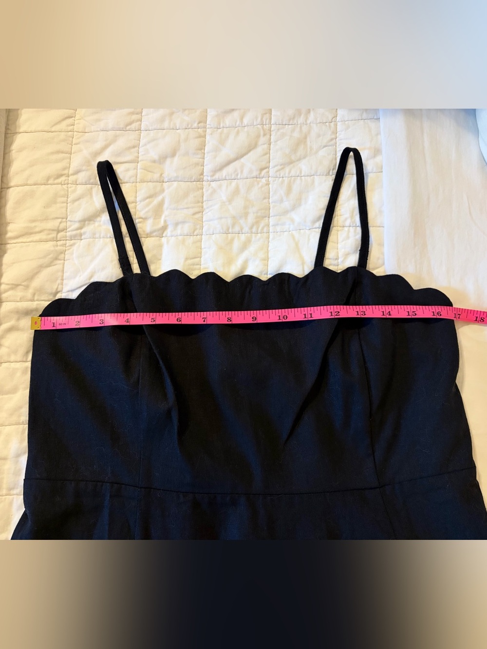 GAP Black Scalloped-Edge Midi Dress with Thin Straps - Picture 6 of 8